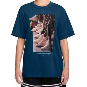 Nike Dri-FIT Basketball T-Shirt Womens Medium Teal Blue Graphic Retro Graphic